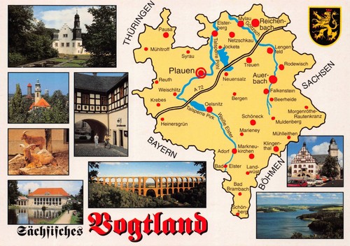 Postkarte vogtland landkarte - vogtland,,