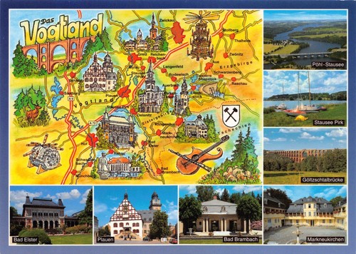 Postkarte vogtland landkarte - postkarte,
