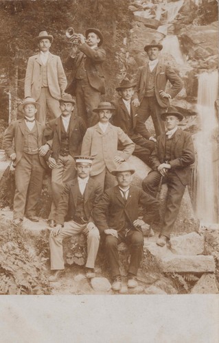 Alte fotopostkarte herrenrunde - alte,
